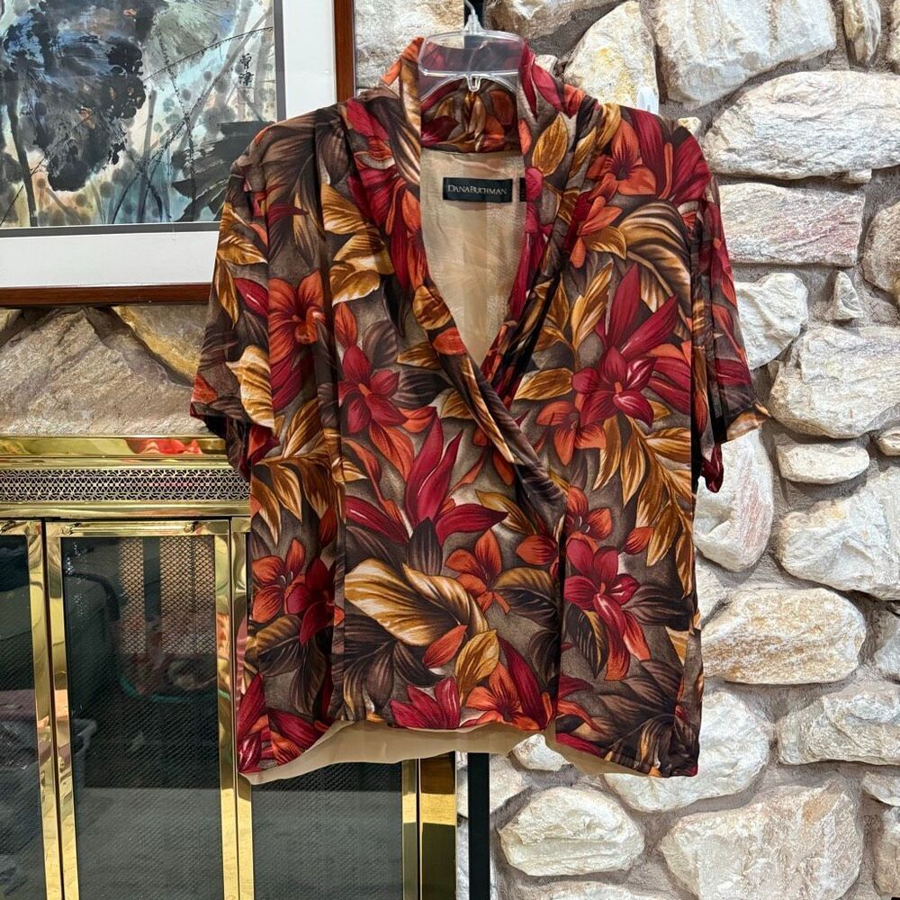 Vintage Dana Bachman women’s floral faux top  size 14